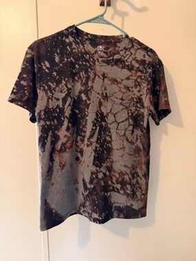 Athletic Works Brown and Black Tie-Dye Crewneck Tee